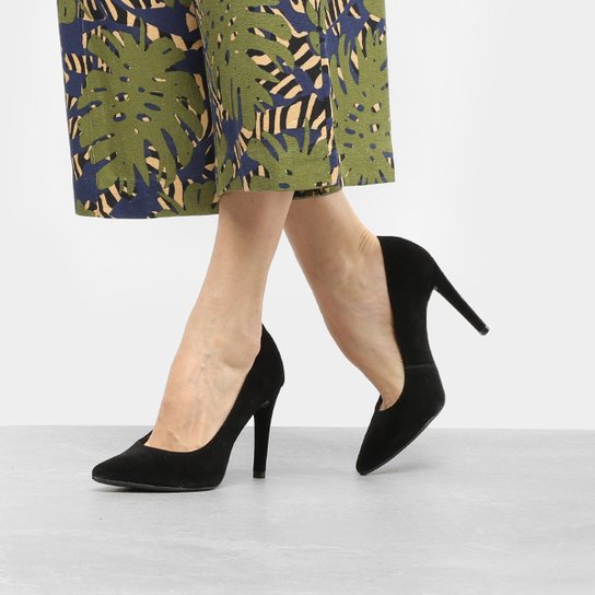 Scarpin Mixage Salto Alto Fino - Preto