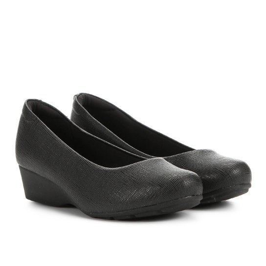 Scarpin Modare Anabela Textura-7014-200 - Preto