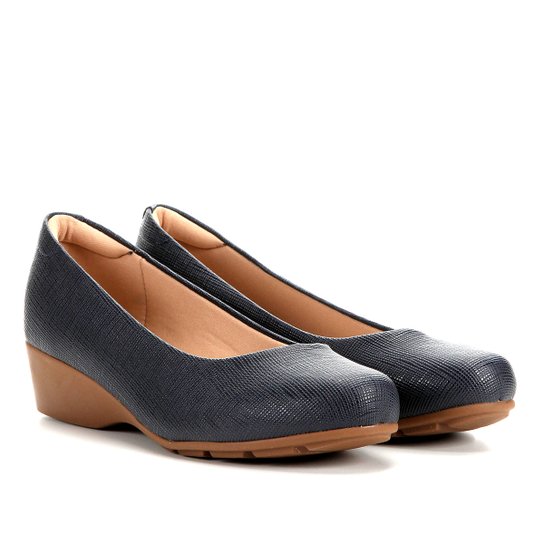 Scarpin Modare Anabela Textura-7014-200 - Marinho