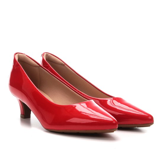 Scarpin Modare Salto Baixo Verniz - Vermelho