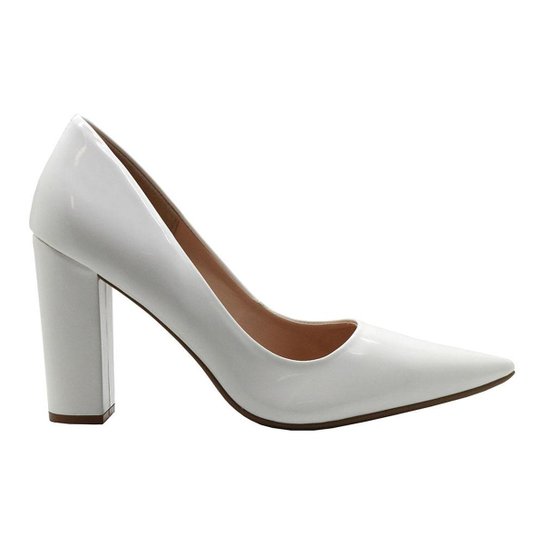 Scarpin Royalz Verniz Salto Grosso Alto Penélope Feminina - Branco
