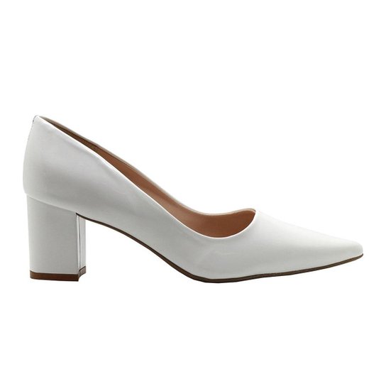 Scarpin Royalz Verniz Salto Grosso Baixo Penélope Feminina - Branco