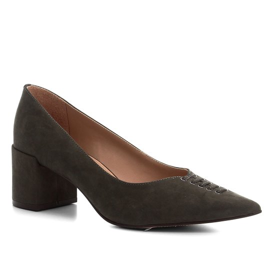 Scarpin Shoestock Nobuck Lace Salto Médio - Verde