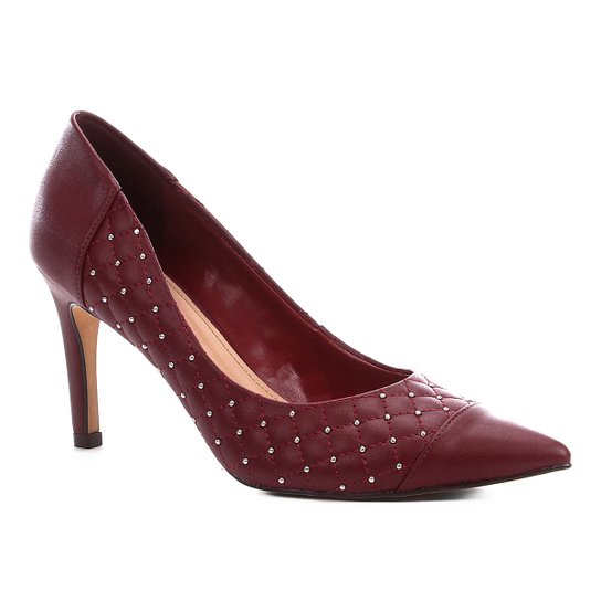 Scarpin Shoestock Salto Alto Matelassê - Vinho