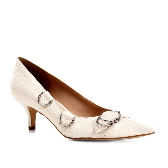 Scarpin Shoestock Salto Baixo Argolas Snake - Off White