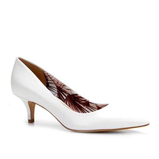 Scarpin Shoestock Salto Baixo Lenço - Branco
