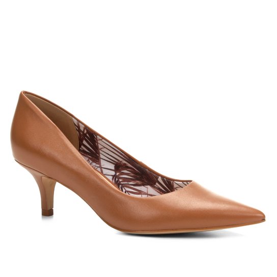 Scarpin Shoestock Salto Baixo Lenço - Caramelo