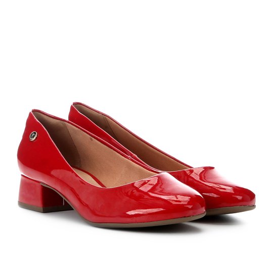 Scarpin Via Uno Salto Baixo Verniz - Vermelho