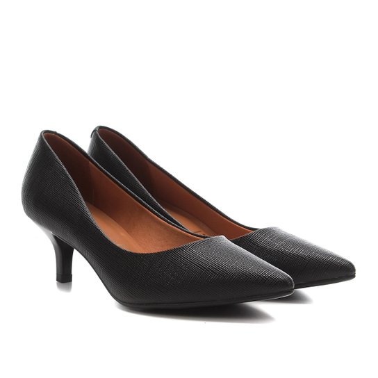 Scarpin Vizzano Bico Fino Salto Baixo Feminino - Preto