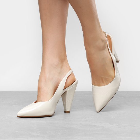 Scarpin Vizzano Salto Alto Chanel - Off White