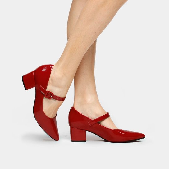 Scarpin Vizzano Salto Bloco Boneca - Vermelho
