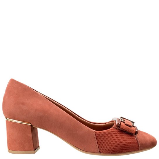 Scarpins Usaflex Velour Feminino - Laranja