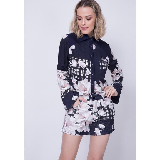 Short Estampada Lança Perfume - Azul