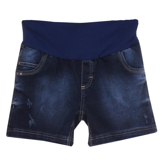 Short Jeans Emma Fiorezi Pesponto Triplo - Marinho