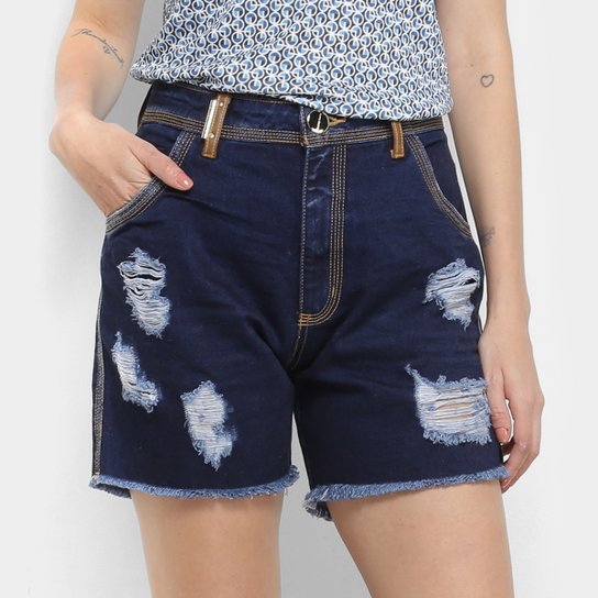 Short Jeans High Comfort Lança Perfume Destroyed - Jeans