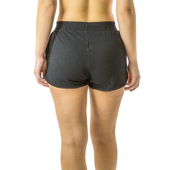 Short Moletom Brohood Elastano Feminino - Preto+Bege