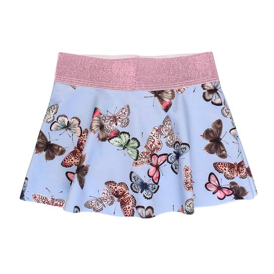 Short Saia Pituchinhus Neoprene Borboletas - Azul