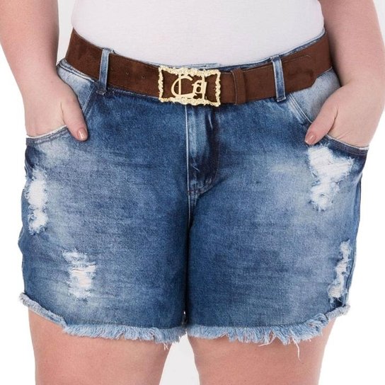 Shorts Confidencial Extra Plus Size Jeans Feminino Feminino - Azul Claro