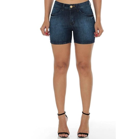 Shorts Eventual Mid Rise Angie Plus Feminino - Azul Escuro