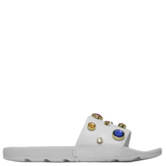 Slide Liszy Aplicações Multicolor Feminino - Branco