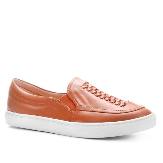 Slip On Couro Shoestock Handmade Feminino - Marrom