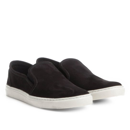 Slip On Couro Shoestock Nobuck Masculino - Preto