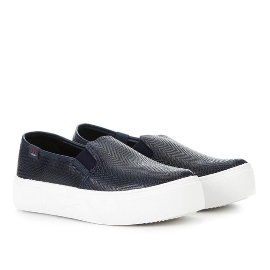 Slip On Moleca Caixa Alta Trama Feminino - Marinho