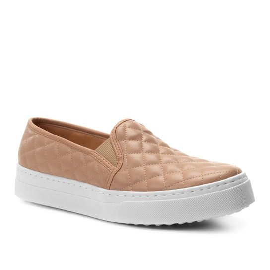 Slip On Shoestock Matelassê Feminino - Bege