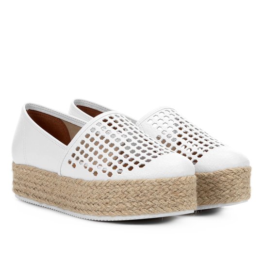 Slip On Vizzano Laser Flatform Corda Feminino - Branco