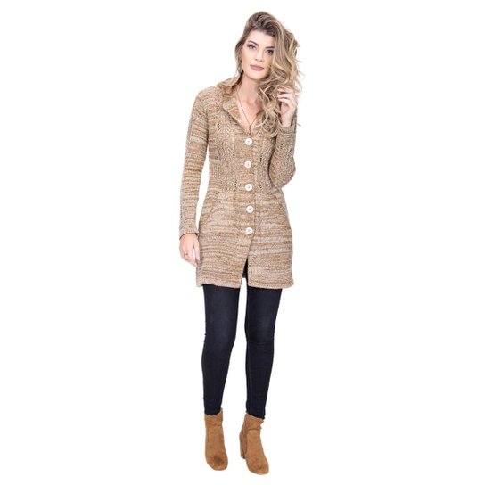 Sobretudo D'Martins Flowers Tricot - Bege
