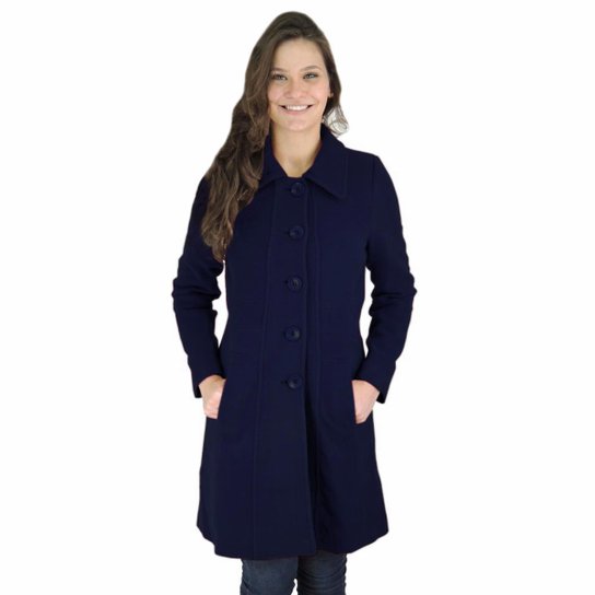 Sobretudo Feminino Paris em Lã - Azul+Marinho