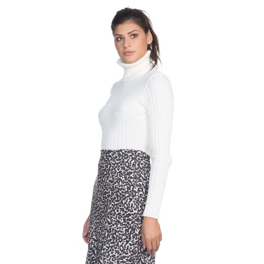 Sueter Amaro Rib High Neck - Branco