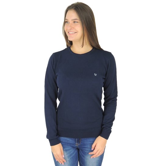 Suéter Feminino Tricô Premium Brooklyn Golaonda - Azul Escuro