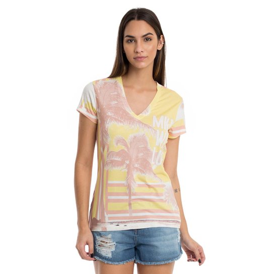 T-Shirt Moikana De Malha De Viscose Com Estampa - Bege