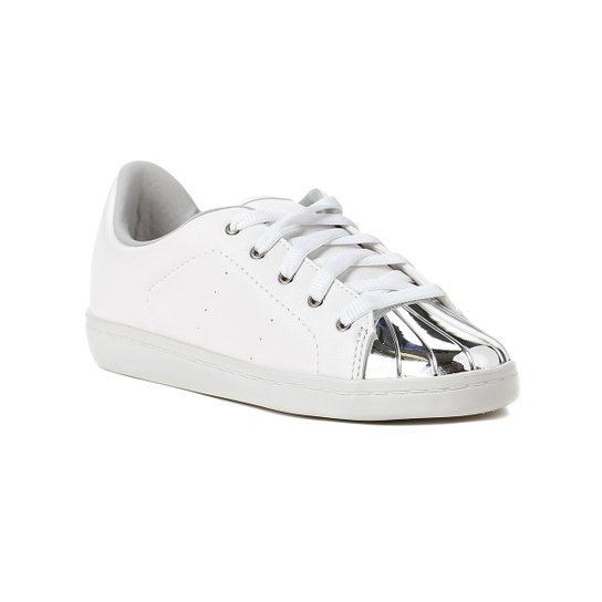 Tênis Beira Rio Casual - Branco+prata