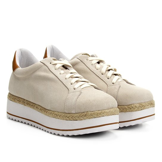Tênis Couro Dumond Plataforma Corda Feminino - Off White