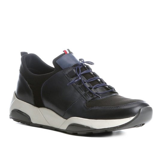 Tênis Couro Shoestock Jogging Neoprene Masculino - Azul+Branco