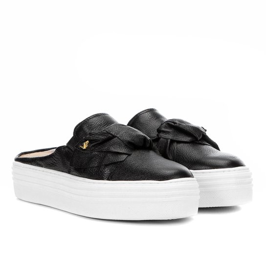 Tênis Couro Verofatto Flatform Aberto Feminino - Preto