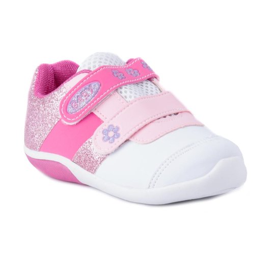 Tênis D-Tox Com Velcro - Branco+Pink