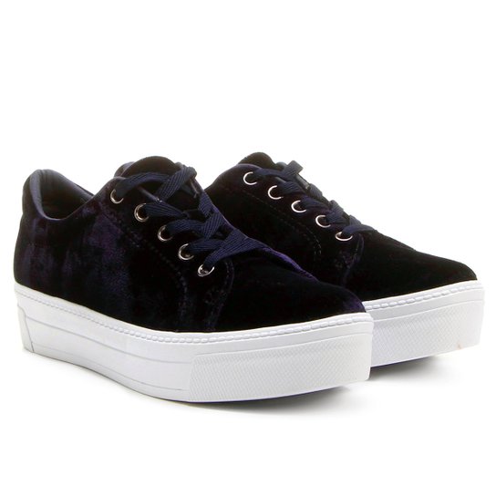 Tênis Dakota Flatform Veludo - Marinho