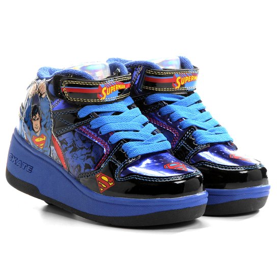 Tênis Elpis Skate Com Rodas Superman - Azul+Vermelho