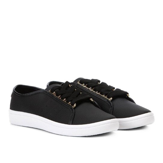 Tênis Moleca Básico Feminino - Preto+Dourado