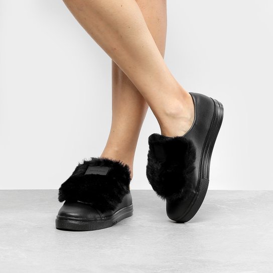Tênis Petite Jolie Pelo Removível Lupita Feminino - Preto
