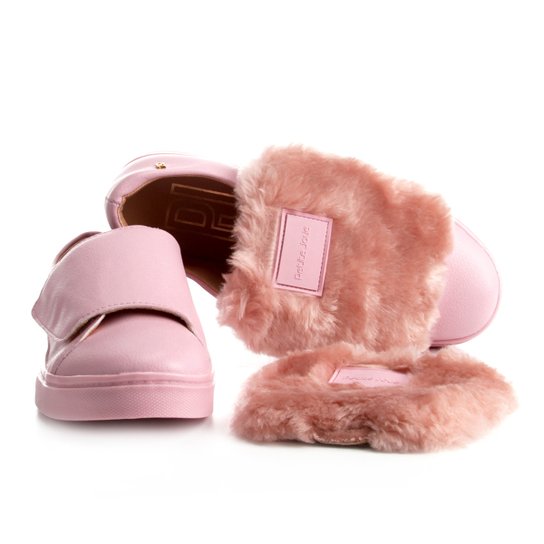 Tênis Petite Jolie Pelo Removível Lupita Feminino - Rosa Claro