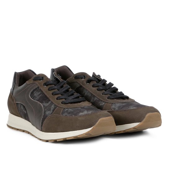 Tênis Shoestock Jogging Camuflado Masculino - Verde Militar