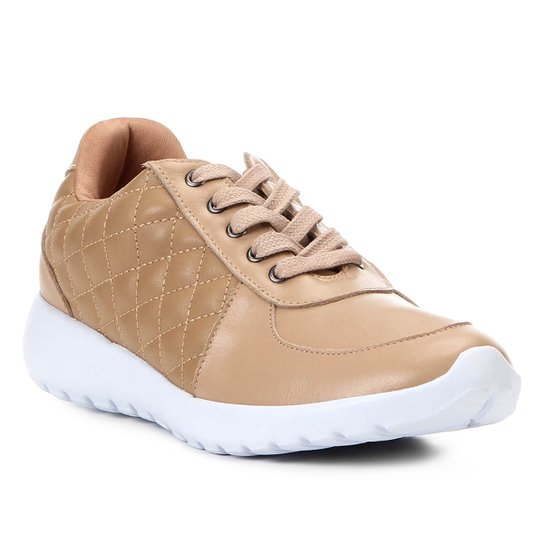Tênis Shoestock Jogging Matelassê Feminino - Bege