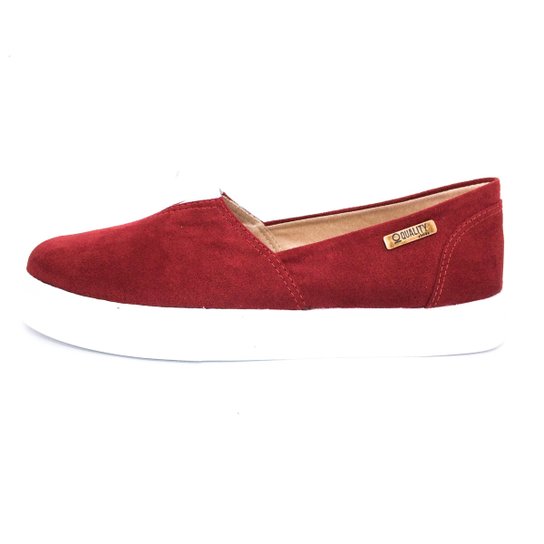 Tênis Slip On Quality Shoes Camurça Feminino - Bordô