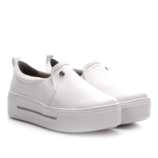 Tênis Via Marte Slip On Caixa Alta-19-11776 - Branco