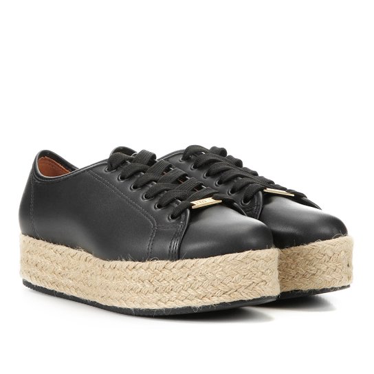 Tênis Vizzano Flatform Corda Espadrille Feminino - Preto
