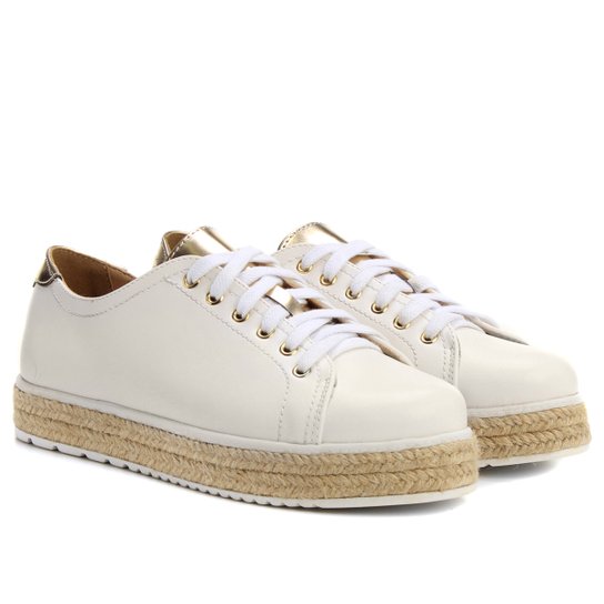 Tênis Zatz Solado Corda - Branco+dourado